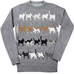 Woven Cats Crewneck Sweater
