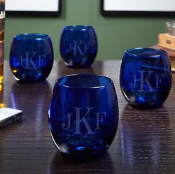 Personalized Classic Cocktail Glasses in Cobalt