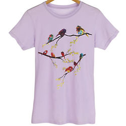 Flocked Together Birds on a Branch Ladies' T-Shirt