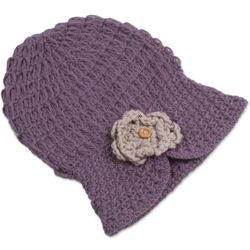 Purple Floral Cloche Alpaca Hat