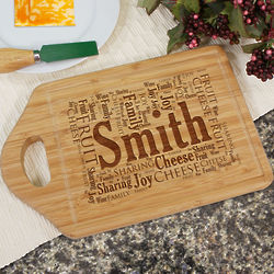Personalized Family Sharing Word-Art Bamboo Cheese Carving Board