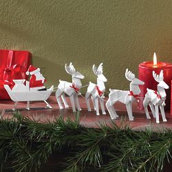 Origami Santa Sleigh with Reindeer Set