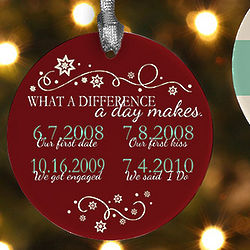 Personalized Special Dates Couple's Christmas Ornament