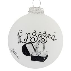 Personalized Engaged Diamond Ring in Black Box Christmas Ornament