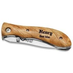 Groomsmen's Personalized Wood and Steel Pocket Knife
