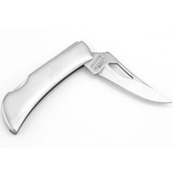 Engraved Silver Hawk Lockback Pocket Knife