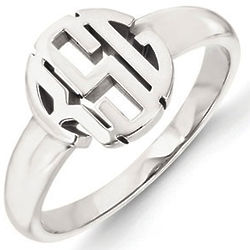 Classic Sterling Silver Monogram Ring