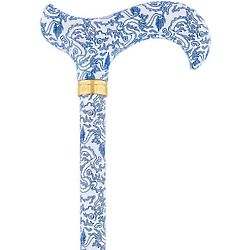 Blue Rain Adjustable Derby Walking Cane with Engraved Collar