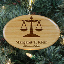 Engraved Lawyer Wooden Oval Ornament