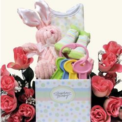 Happy Easter Baby Girl Gift Basket