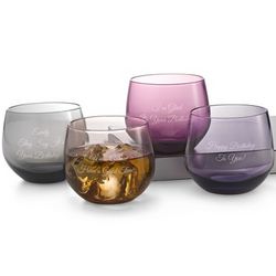 Pink and Purple Mouth-Blown Glass Set
