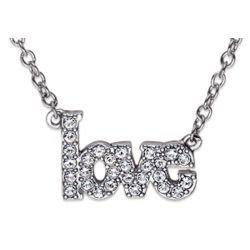 Platinum Plated Crystal Love Necklace