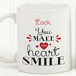 You Make My Heart Smile Personalized Romantic Coffee Mug