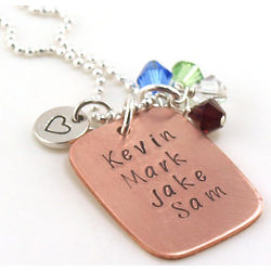 Personalized Mother's Copper Hand-Stamped Necklace