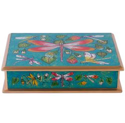 Dragonflies in Turquoise Skies Reverse-Painted Glass Box