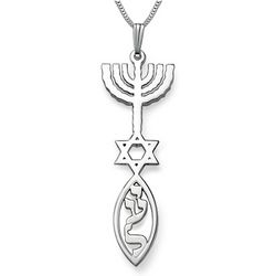 Sterling Silver Messianic Nameplate Necklace