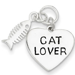 Sterling Silver Cat Lover Pendant