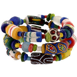 Recycled African Glass Bead Coil Bracelet