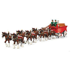 Budweiser Clydesdales Sculpture with Horses and Wagon