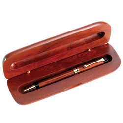 Personalized Rosewood Twist-Action Ballpoint Pen with Case