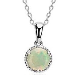 7mm Round Opal Rope Pendant in Sterling Silver