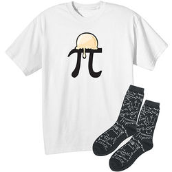 Pi Symbol A'La Mode T-Shirt and Mens' Math Socks