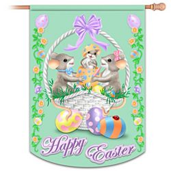 Charming Tails Happy Easter Flag