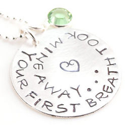 Your First Breath Mommy Hand-Stamped Necklace