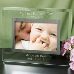 Engraved First Father's Day Glass Picture Frame