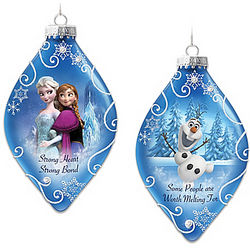 Elsa, Anna And Olaf Disney Frozen Heirloom Glass Ornaments