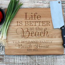 Personalized Life is Better at the Beach Engraved Cutting Board