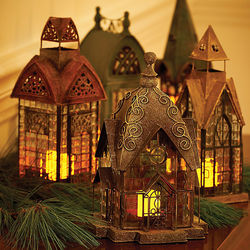 Glass and Metal Architectural Candle Lantern