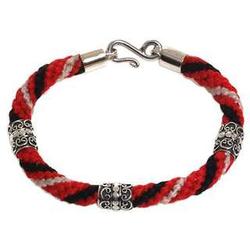 Red Tridatu Silver Accent Cotton Braided Bracelet