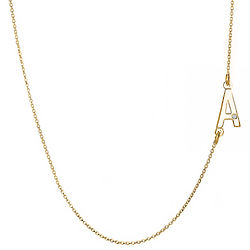 Personalized Sideways Initial Gold Necklace with Diamond