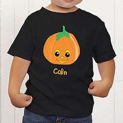 Personalized Halloween Pumpkin Toddler Boys T-Shirt