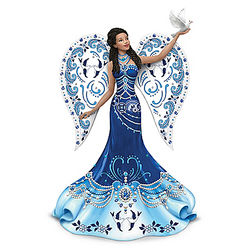 Sparkling Blue Willow Angel Figurine