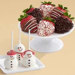 3 Snowman Chocolate Brownie Pops & 6 Christmas Strawberries