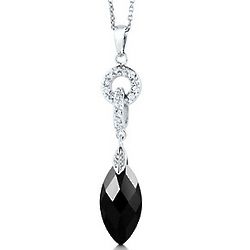 Sterling Silver Pendant Necklace in Marquise Black Cubic Zirconia