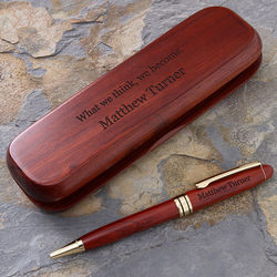 Personalized Rosewood Pen Set with Inspirational Quote