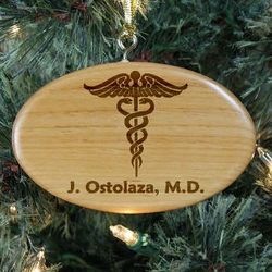 Engraved Medical Wooden Oval Ornament