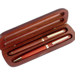Personalized Rosewood Double Pen Set with Matching Case