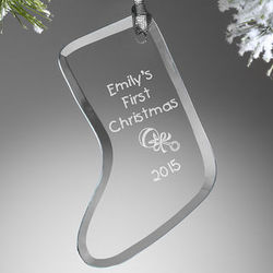 Personalized Baby's First Christmas Glass Stocking Ornament