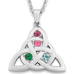 Sterling Silver Celtic Knot Family Birthstone Necklace