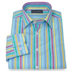 Stripe Spread Collar Cotton Sport Shirt