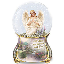 Serenity Angel Musical Glitter Globe with Prayer Card