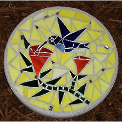 Hummingbird Stained Glass Stepping Stone