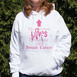 Loves Someone with Breast Cancer Hooded Sweatshirt