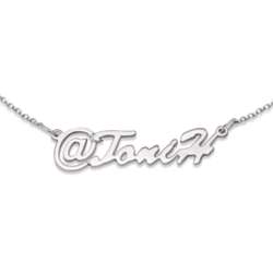 Sterling Silver At Symbol Script Name Necklace