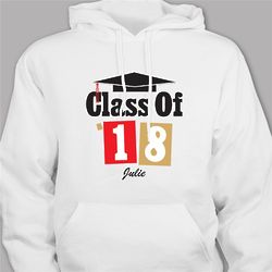 Personalized Red Block Year Graduation Hooded Sweatshirt