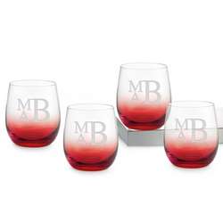Personalized Monogram Red Glass Tumblers